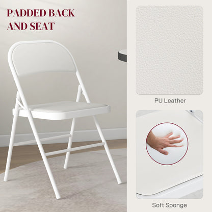 HOMCOM Set of Two Cushioned Folding Chairs - White