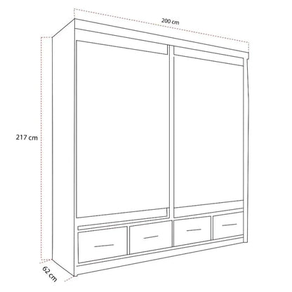 Newry White Sliding Door Mirrored Wardrobe with Drawers - 150cm and 200cm