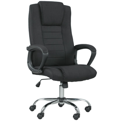 Vinsetto Linen-Look Swivel Office Chair - Black