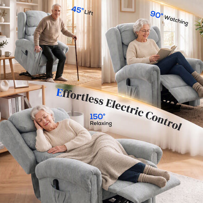 HOMCOM Velvet-Feel Electric Riser Recliner Chair - Grey