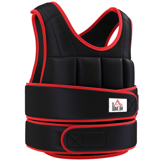 HOMCOM 10kg Weighted Vest, Adjustable Running Weight Vest with 38 Weight Bags for Men or Women Cardio Exercise, Black and Red