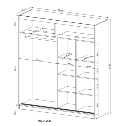 Maja VI Sliding Door Wardrobe 200cm