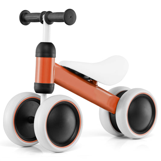 No Pedal Baby 4 Wheels Balance Bike with Non-slip Handlerbar-Orange