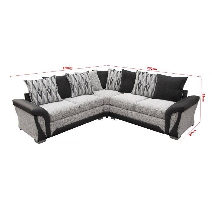 Sofa narożna Ferol Fabric Larger - czarno-szara