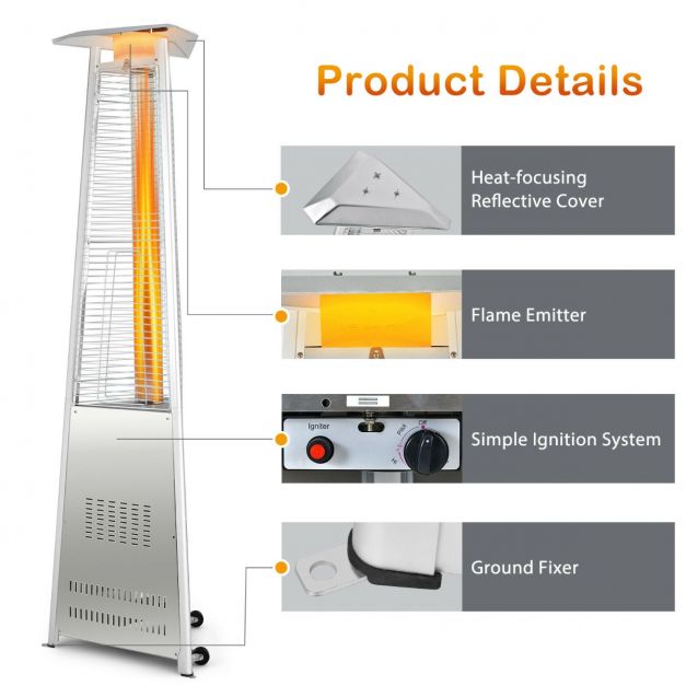 42,000 BTU Outdoor Patio Gas Heater with Wheels and Regulator