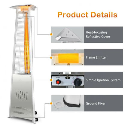 42,000 BTU Outdoor Patio Gas Heater with Wheels and Regulator