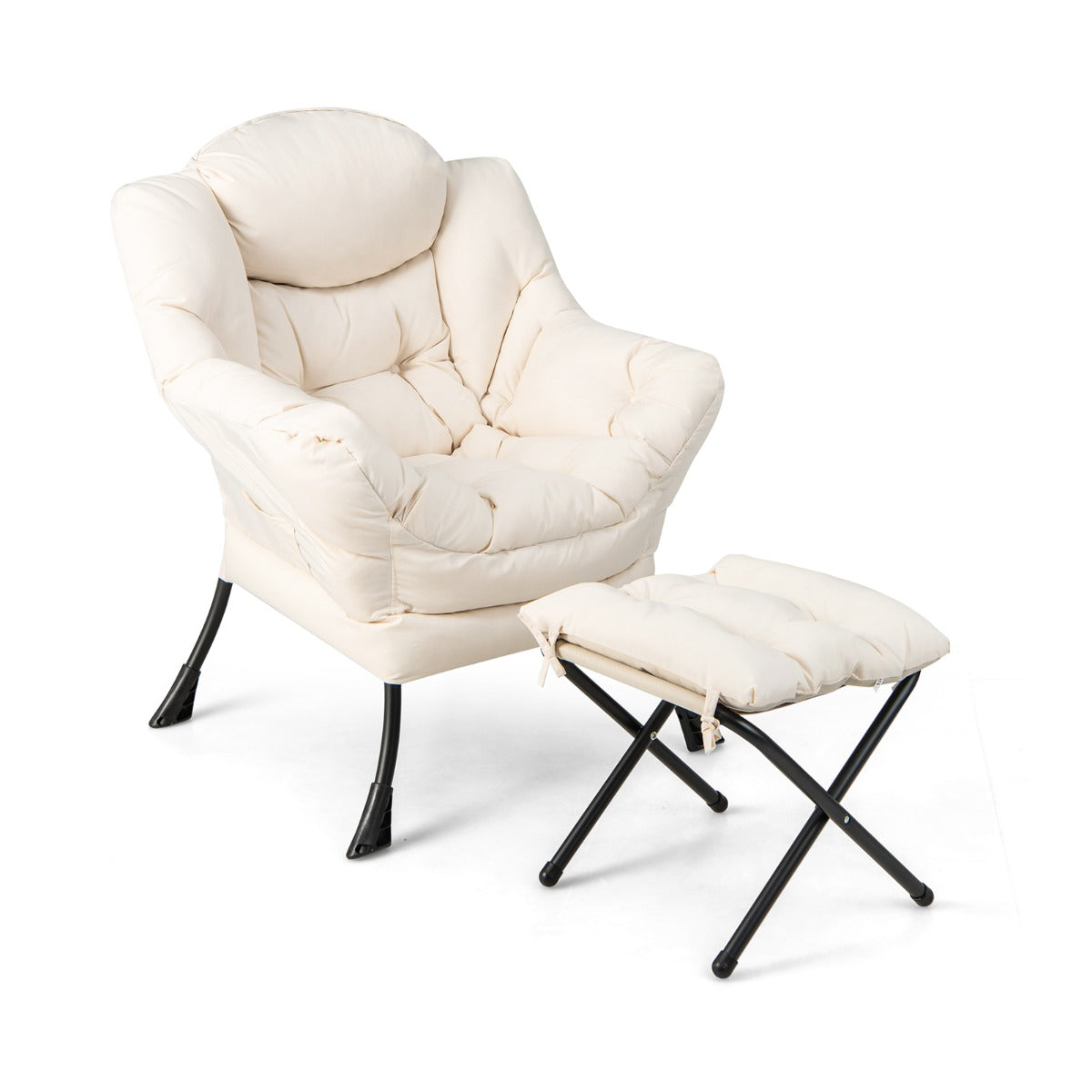 Lazy Chair with Ottoman-Beige