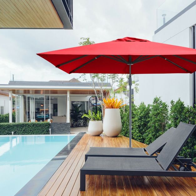 10 x 10 Feet Patio Offset Cantilever Umbrella with Aluminum 360-degree Rotation Tilt-Wine