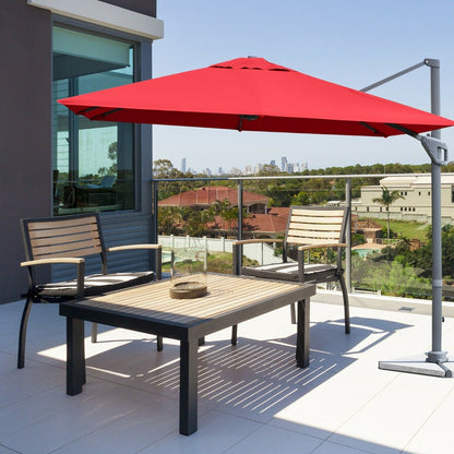 3m Patio Cantilever Umbrella with 4-Level Tilting Adjustment and Crank Handle-Red