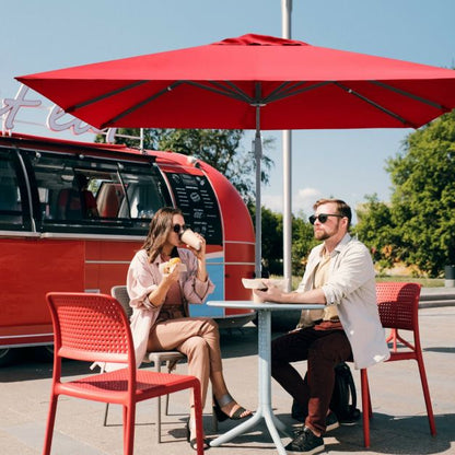 10 x 10 Feet Patio Offset Cantilever Umbrella with Aluminum 360-degree Rotation Tilt-Wine