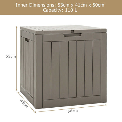 Outdoor Storage Shed with Handles and Lockable Lid-Coffee