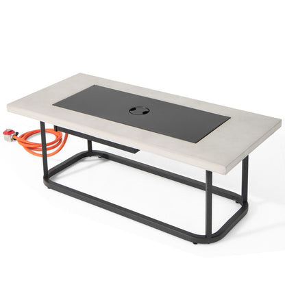 16 KW Propane Fire Pit Table with Waterproof PVC Cover and Lid-Grey