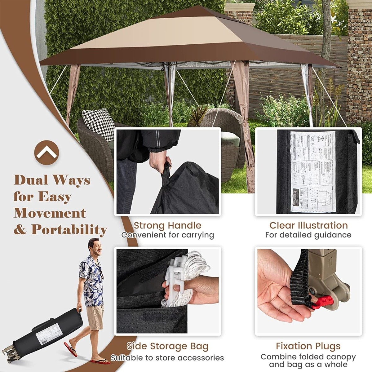 4 x 4 m Rolling Pop up Gazebo with Wheels