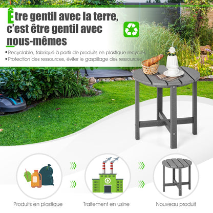 Side Table with Weather-Resistant Material for Patio/Porch/Garden-Grey
