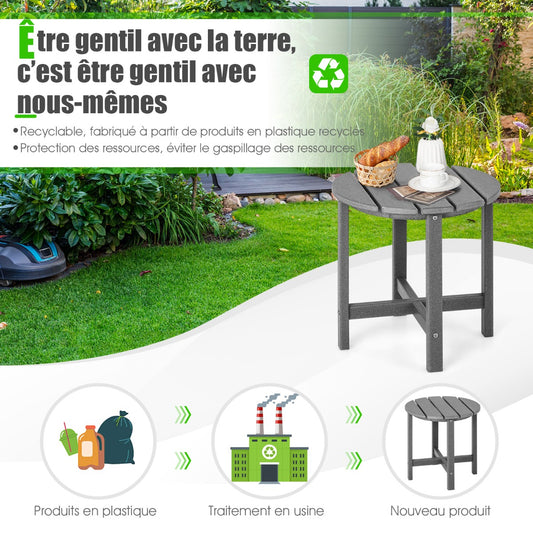Side Table with Weather-Resistant Material for Patio/Porch/Garden-Grey
