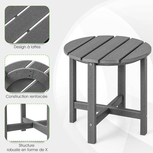 Side Table with Weather-Resistant Material for Patio/Porch/Garden-Grey
