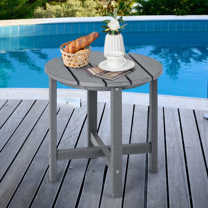 Side Table with Weather-Resistant Material for Patio/Porch/Garden-Grey