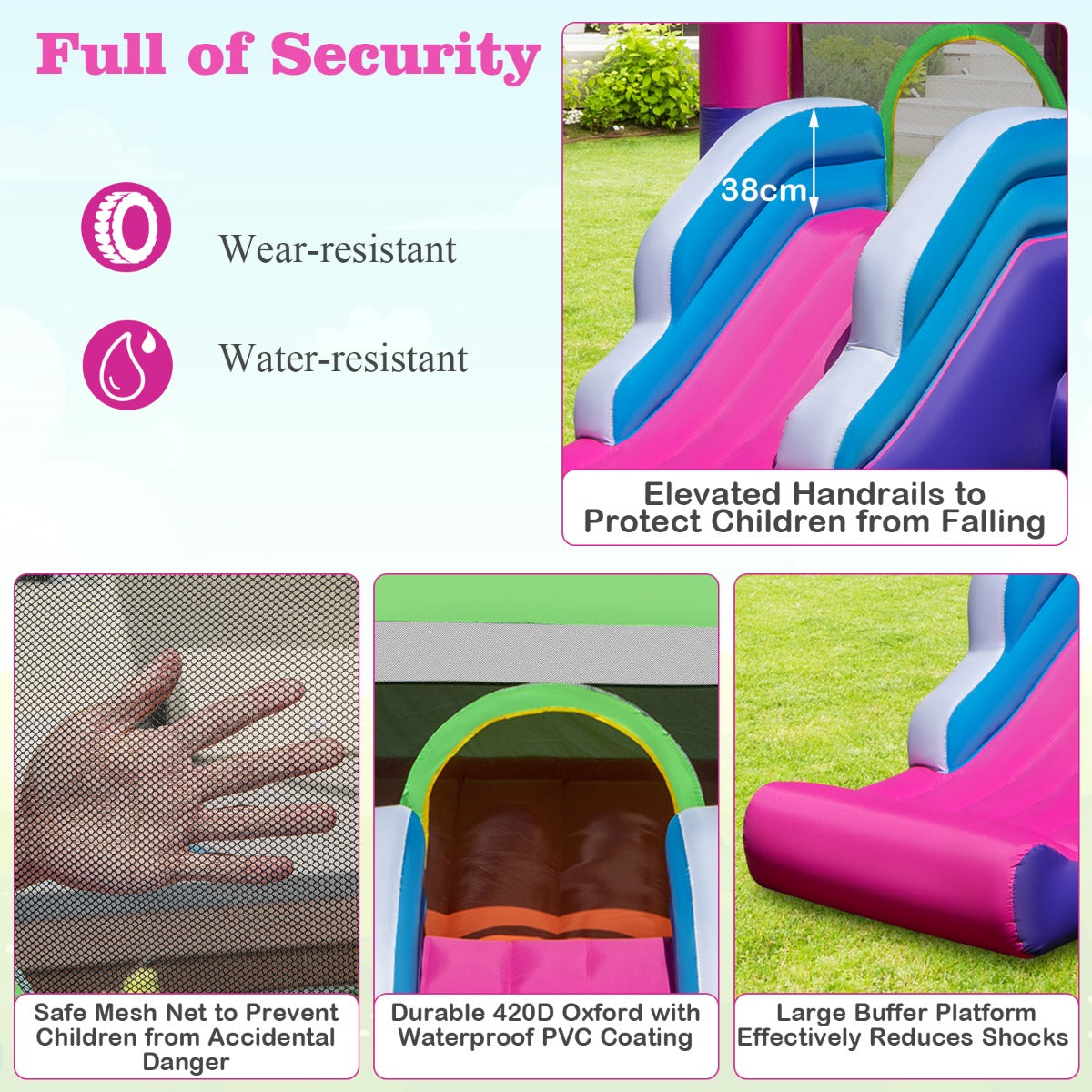 5-in-1 Inflatable Bounce Castle with Sun Roof (without Blower & Balls)