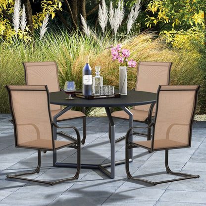 2 Pieces C-Spring Motion Patio Dining Chairs with Breathable Fabric
