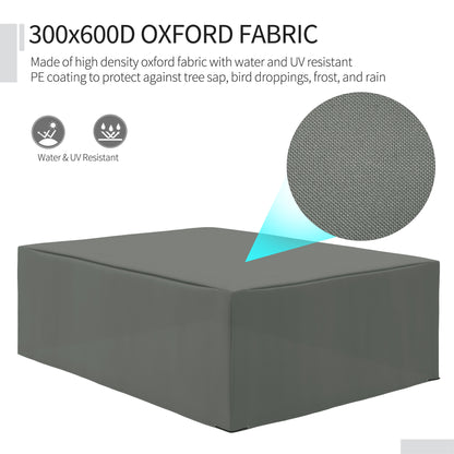 Outsunny 600D Oxford Outdoor Garden Furniture Sofa Set Cover, Waterproof Anti-UV Rattan Sun Lounger Protection Protector Cover, 275L x 205W x 90Hcm, Grey