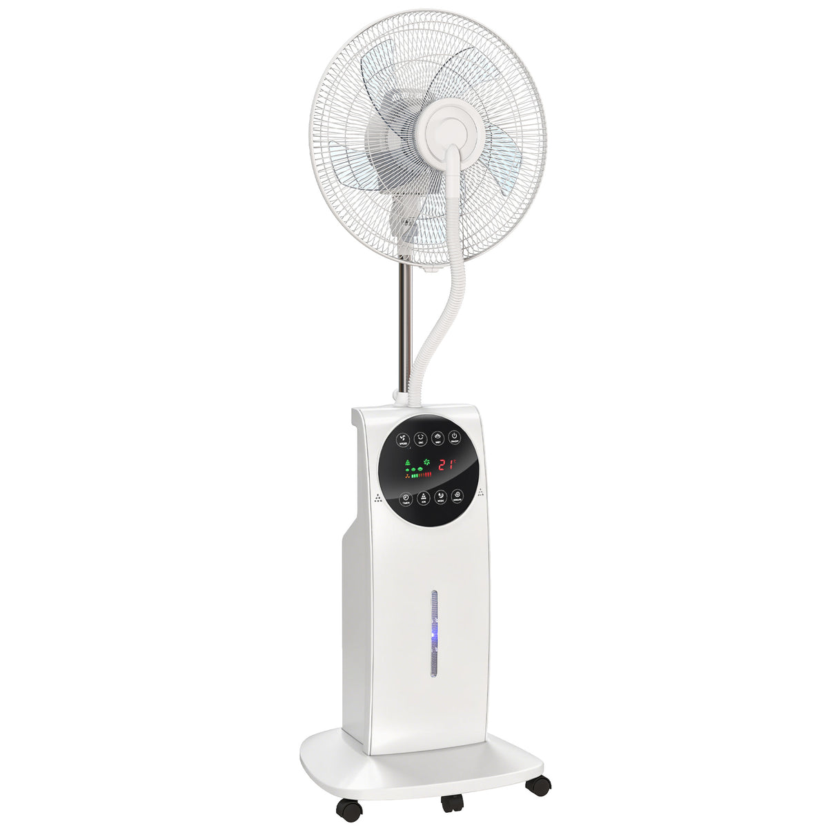 HOMCOM 135cm Pedestal Fan with Water Mist Spray Humidifying Misting Fan, White