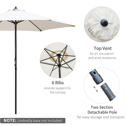 Outsunny 2.8m Garden Parasol Umbrella, Round Outdoor Market Table Umbrella, Parasol Patio Umbrella, 6 Ribs Manual Push, Sun Shade Canopy, Off-White