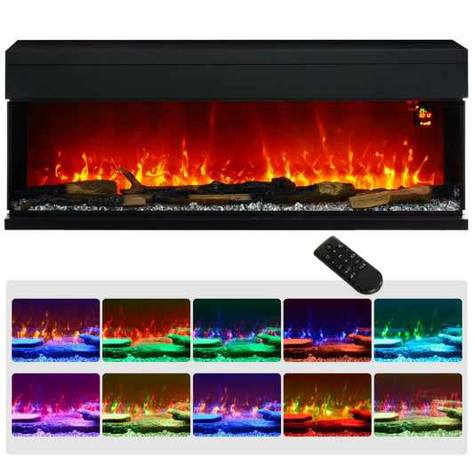 HOMCOM 1800W 15-40_ Adjustable Flame Glass Panel Convector Heater, 127cm