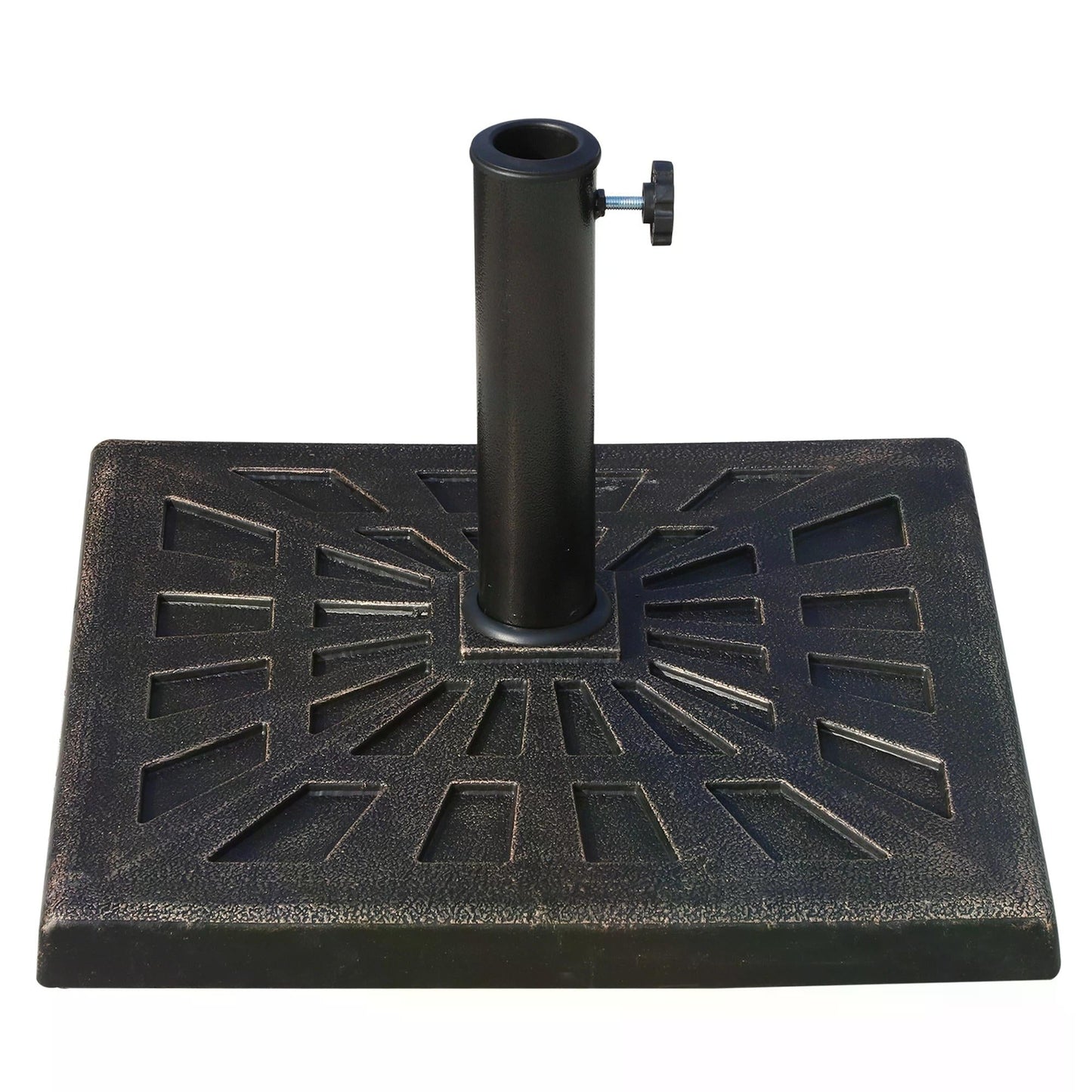 Outsunny 15kg Resin Durable Patterned Colophony Garden Patio Square Umbrella Stand Base Stand Bronze