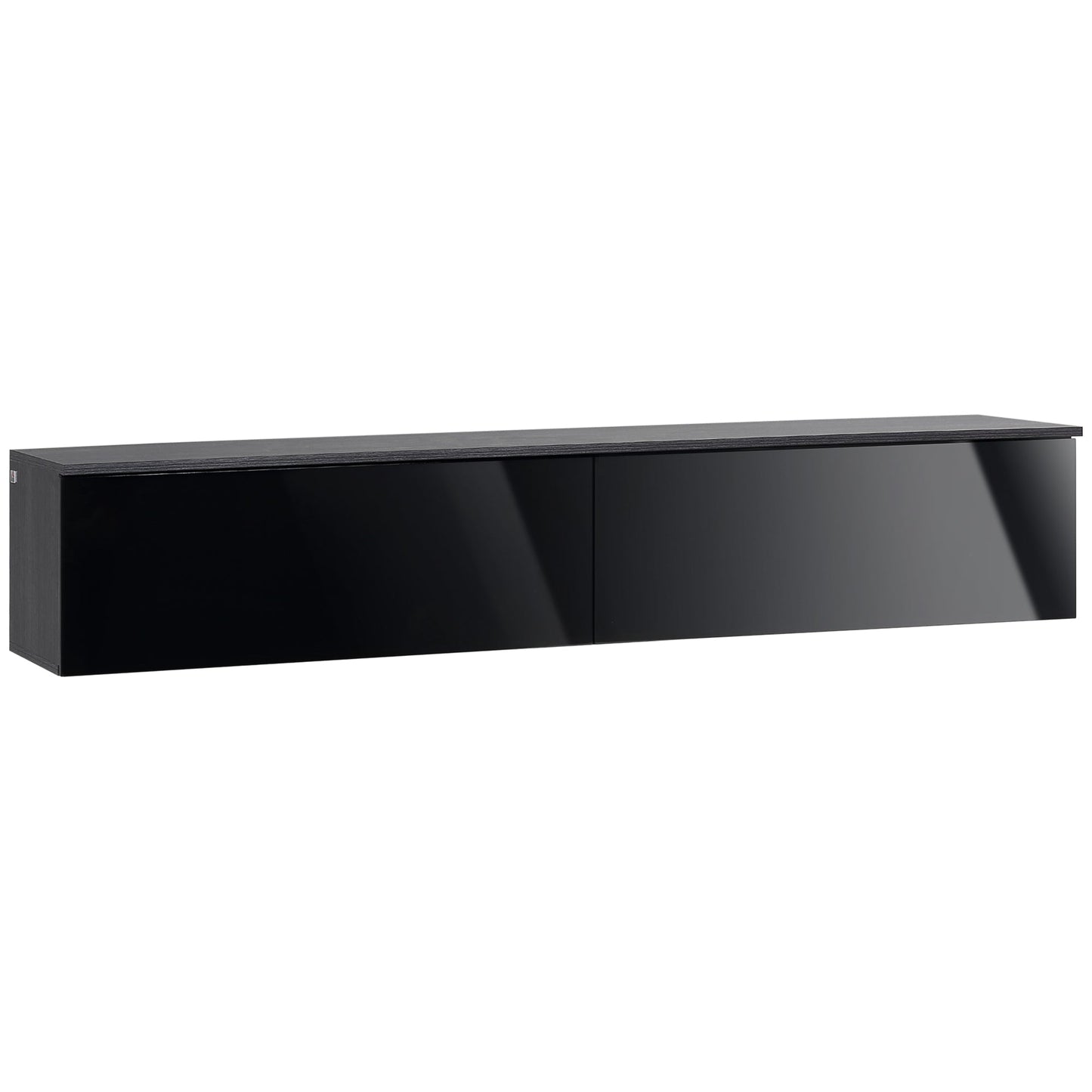 HOMCOM 160cm High Gloss Floating TV Unit Stand for TVs up to 70", Wall Mounted TV Cabinet with Storage Cupboards, Grey and Black
