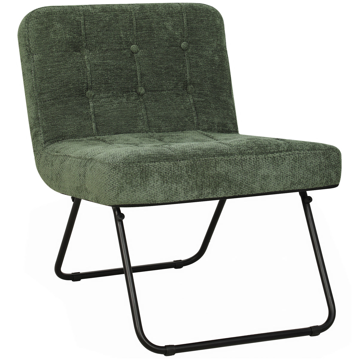 HOMCOM Modern Accent Chair, Foldable Chenille Upholstered Lounge Chair with Backrest, Wide Seat, Light Green