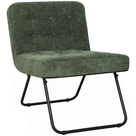 HOMCOM Modern Accent Chair, Foldable Chenille Upholstered Lounge Chair with Backrest, Wide Seat, Light Green