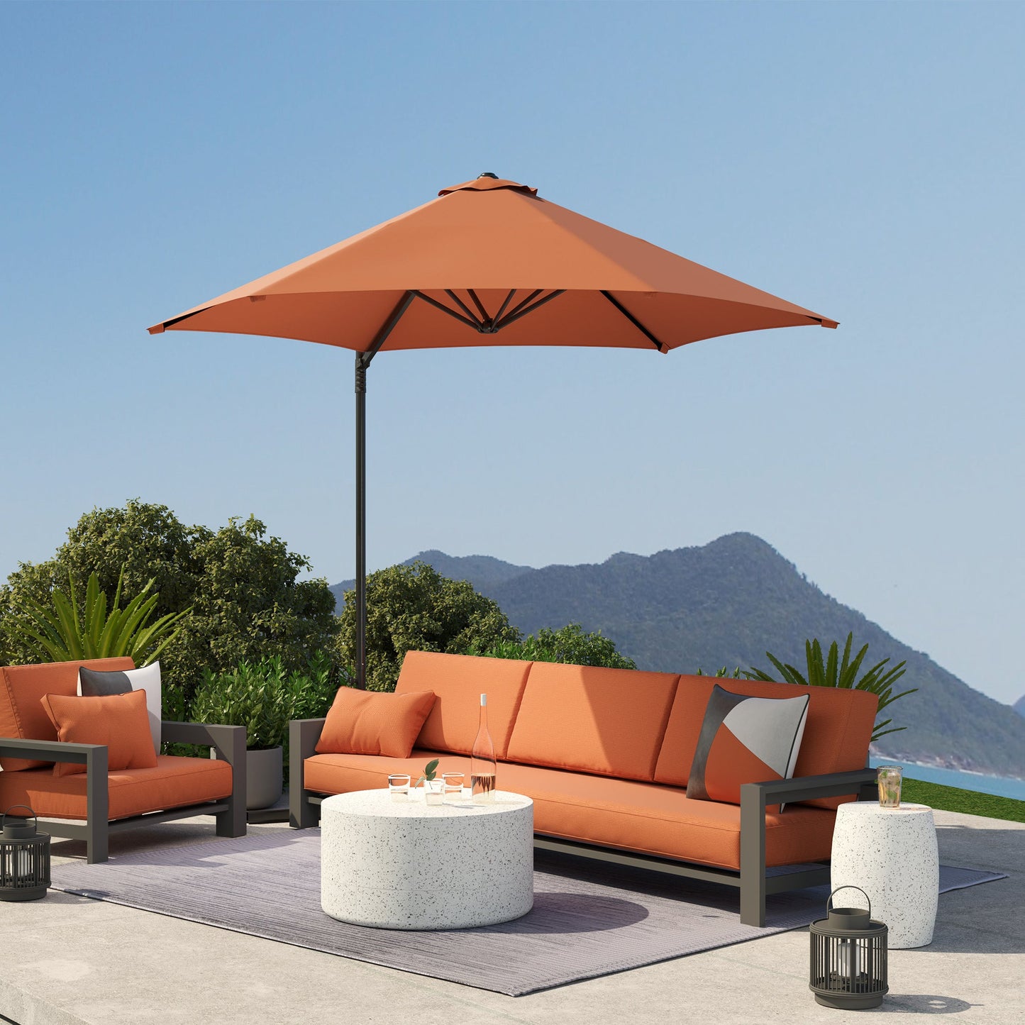 Outsunny 2,5 m obrotowy parasol wspornikowy - pomarańczowy