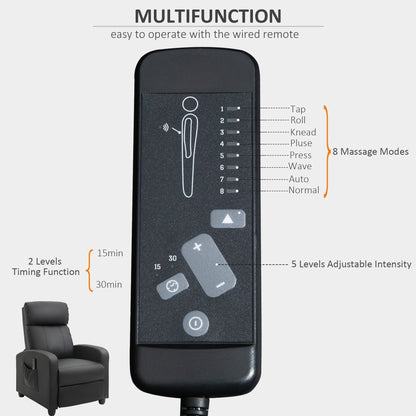 Recliner Sofa Chair PU Leather Massage Armchair w/ Footrest and Remote Control For Living Room, Bedroom, Home Theater