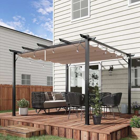 Outsunny 3 x 3(m) aluminiowa pergola markiza altana zewnętrzna osłona przeciwsłoneczna namiot imprezowy grill, brązowy