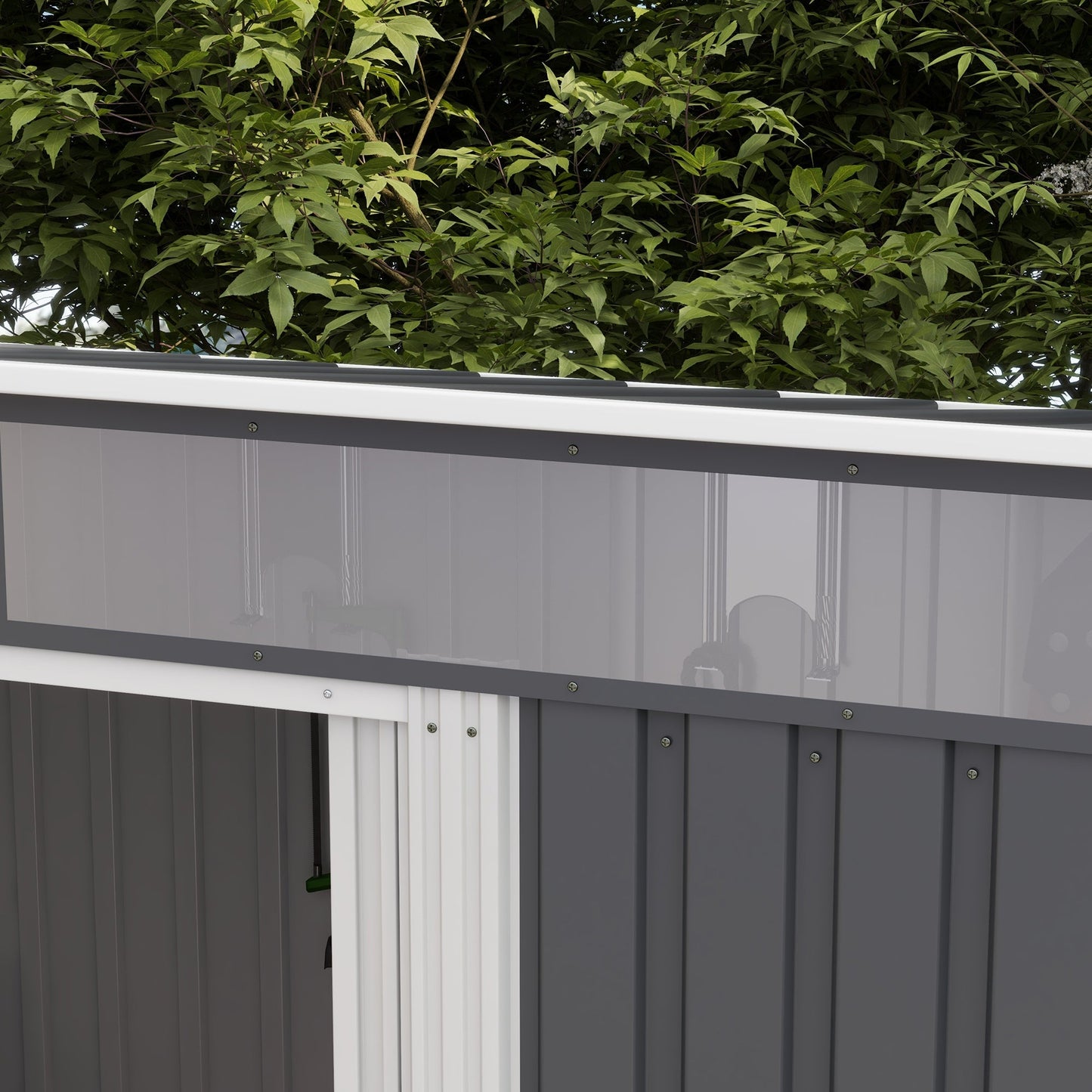 Outsunny 6.5 x 4FT Galvanised Metal Shed with Foundation, Lockable Tool Garden Shed with Double Sliding Doors and 2 Vents, Grey