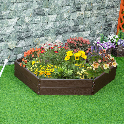 Outsunny 63.5 cm x 2.5 cm x 20 cm Raise Garden Bed Kit, HDPE 6 Panels DIY Planter Box Above Ground for Flowers/Herb/Vegetables Outdoor Garden Backyard Flower Pot with Easy Assembly, Brown