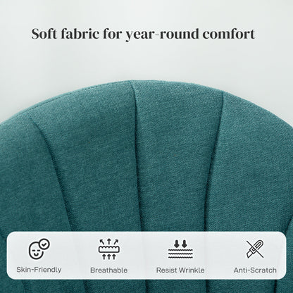 HOMCOM Dining Chairs Set of 2, Modern Upholstered Kitchen Chairs with Metal Legs, Shell Backrest and Padded Seat for Dining Room, Bedroom, Living Room, Vanity, Green