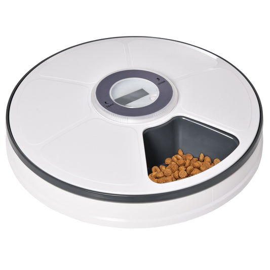 PawHut Automatic Pet Dog Cat Feeder w/ Digital Timer Six-Meal Food Dispenser