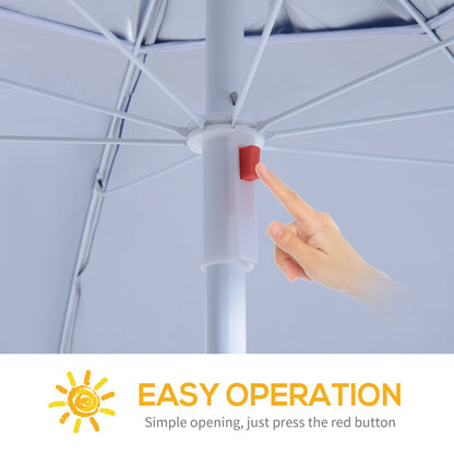 Outsunny 2m UV Protection Fishing Beach Umbrella Brolly Shelter w/ Side Panel Tent Blue