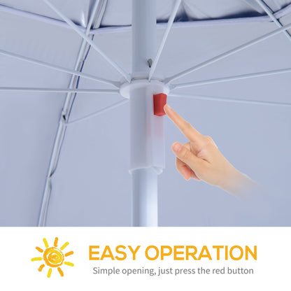 Outsunny 2m UV Protection Fishing Beach Umbrella Brolly Shelter w/ Side Panel Tent Blue