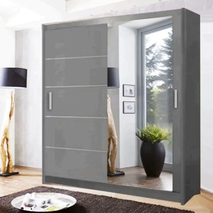 Infinite Black High Gloss Sliding Door Wardrobe - 150cm and 180cm