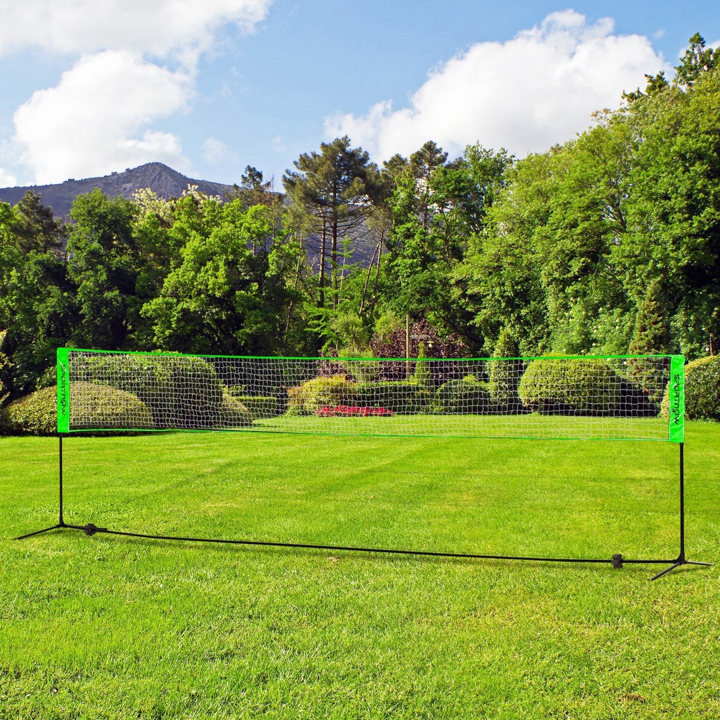 SPORTNOW Badminton Net Set, Height Adjustable Net for Pickleball, Volleyball, Badminton, with 3 Shuttlecocks, 4 Rackets