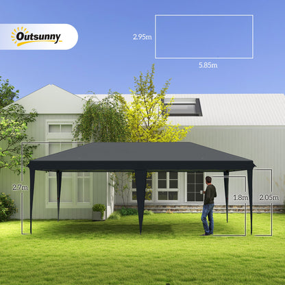 Outsunny Pop Up Gazebo 3 x 6m, składany namiot z baldachimem, regulowana wysokość markizy ślubnej z torbą transportową, czarny