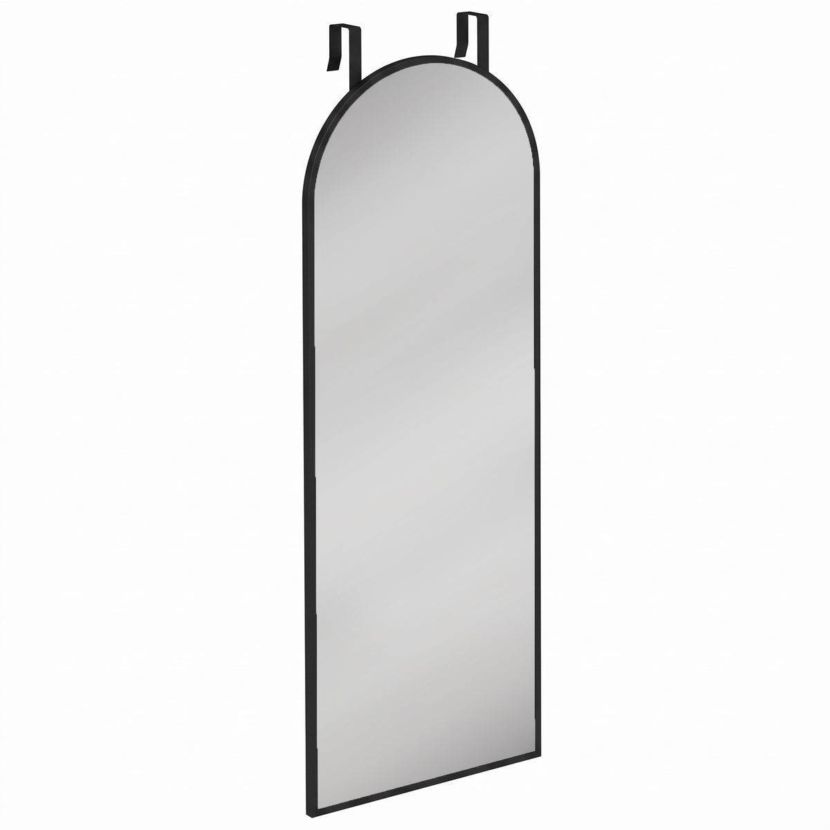 HOMCOM 40 x 110 cm Full Length Hanging Mirror, Arched Mirror with Adjustable Hooks, Over-the-Door or Wall-Mounted, Black
