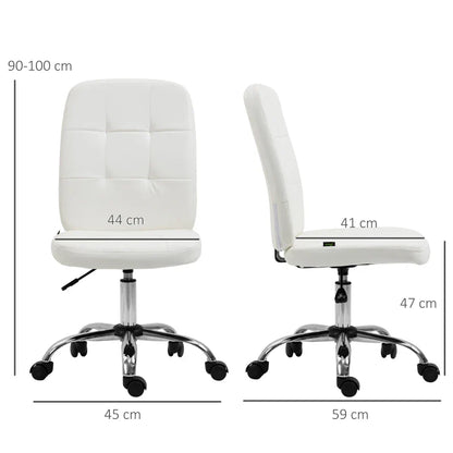 Vinsetto Armless Faux Leather Office Chair - White