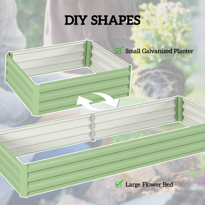 Outsunny Metal Raised Garden Bed Planter Box Outdoor Planters for Growing Flowers, Herbs, Green, Light Green
