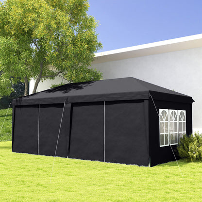 Outsunny Outsunny 3 x 6 m altana ogrodowa typu pop-up, namiot weselny, wodoodporna markiza z bocznymi ścianami, okna, torba transportowa, szary