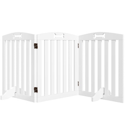 PawHut Wooden Dog Gate, Freestanding Pet Gate with Support Feet for Doorways, Hallways, Stairs, 155L x 61H cm, White