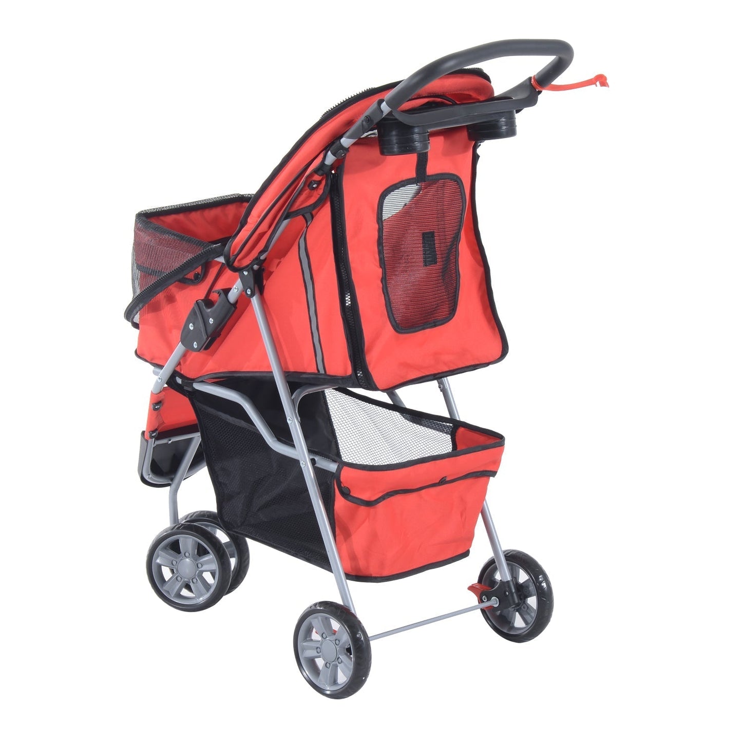 PawHut Pet Travel Stroller W/Three Wheels-Red