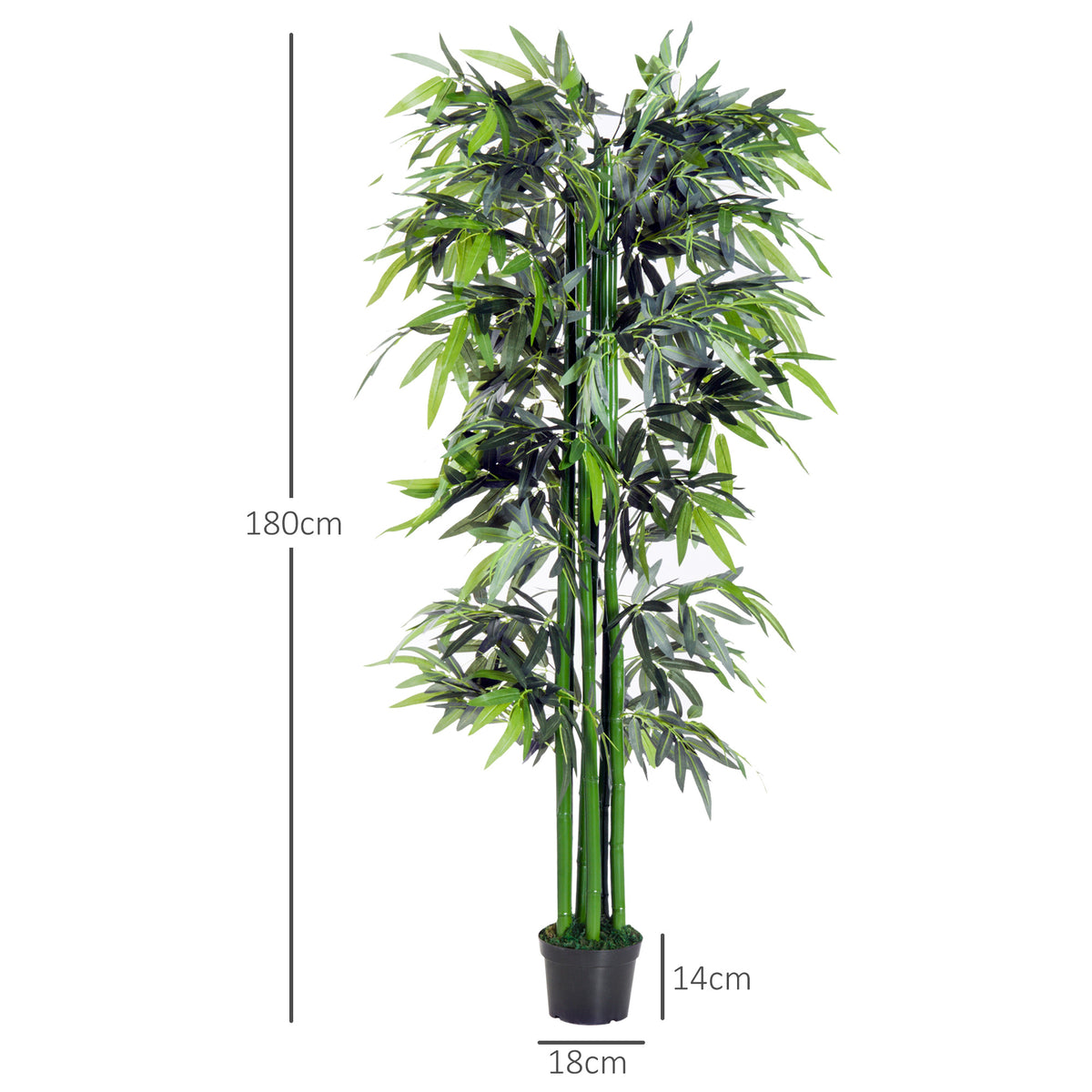 Outsunny 6ft Artificial Bamboo Tree Plant Greenery in A Pot for Home Office Planter 1.8M